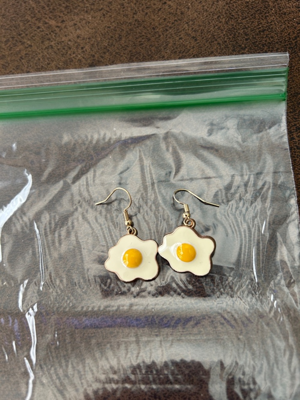 Novelty Fried Egg Dangle Earrings - Yellow & White